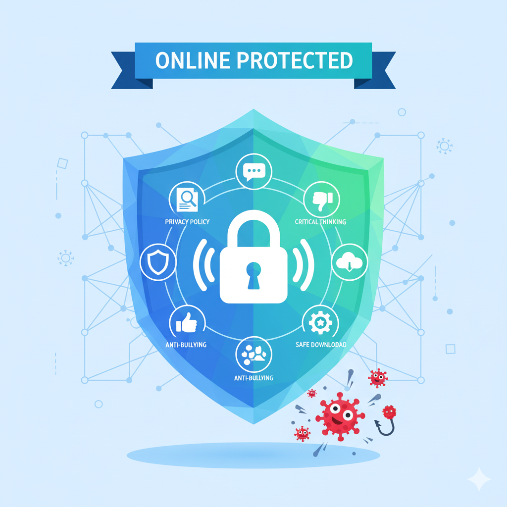 Digital safety shield illustration