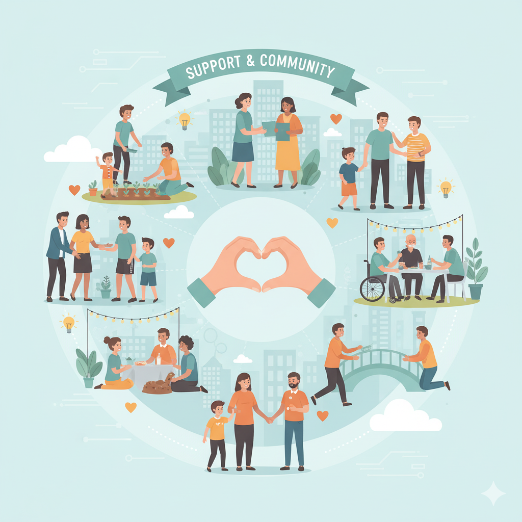 Diverse group of people supporting each other