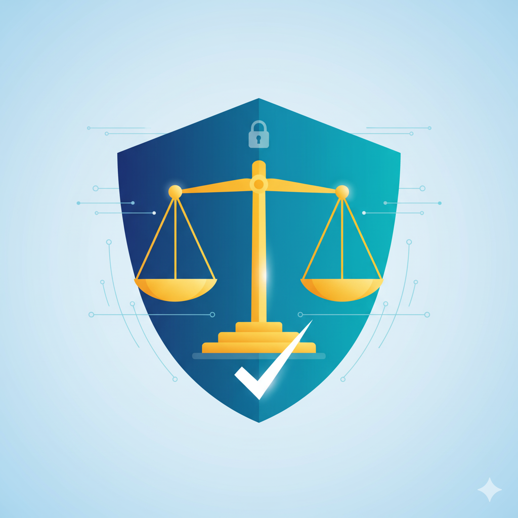 Justice scales or legal protection symbol