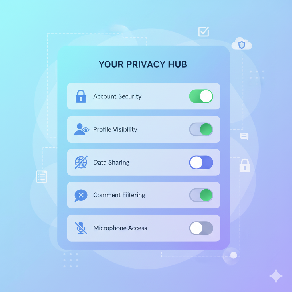 Privacy settings icons and toggles illustration