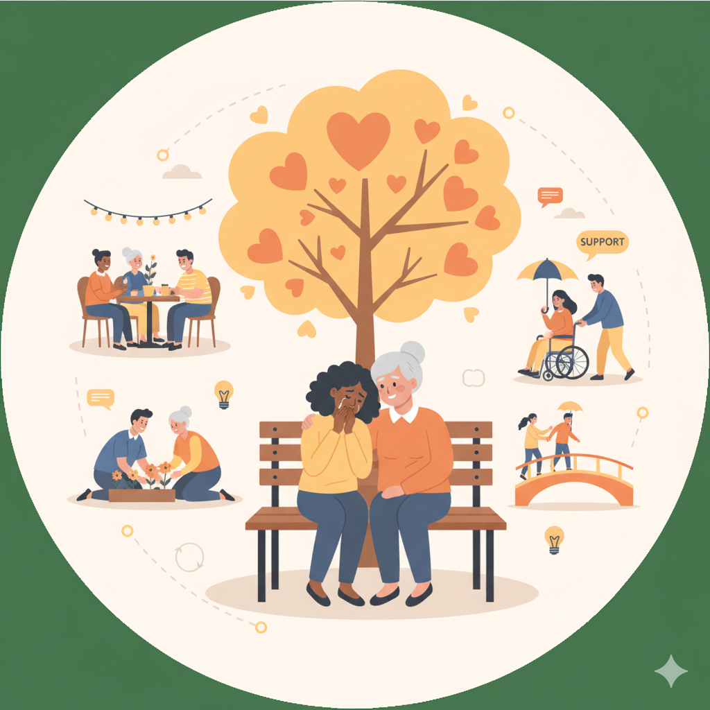 Supportive illustration showing emotional support